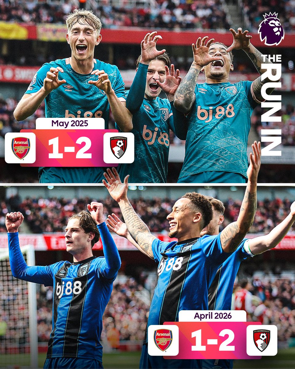 The same result, 11 months apart 🧐
@afcbournemouth have won their last two trips to Arsenal by ...