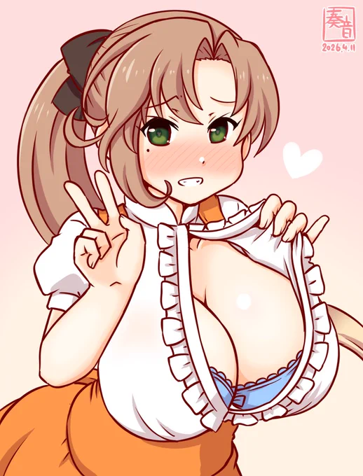 「うぅ……どうかな、この改装。……あり?」 #艦これ版真剣お絵描き60分一本勝負_20260411 #秋雲 遅刻+20分