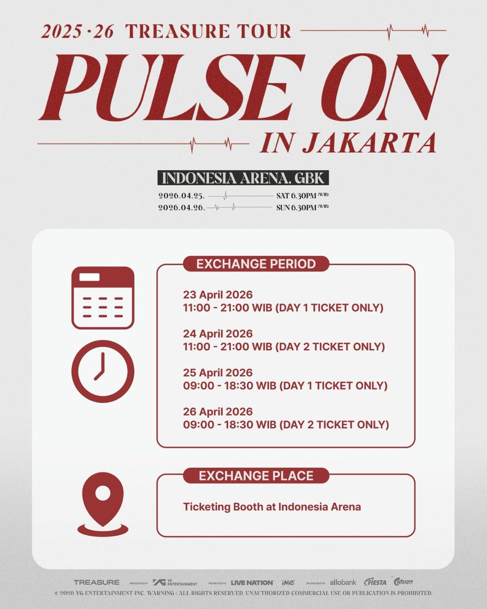 JASA TUKER TIKET TREASURE PULSE ON IN JKT🎸

💸 45k
✅ Open buat day 1 &amp; 2
✅ Include surat kuasa &amp; materai
✅ Masuk grup order
✅ Tiket bisa diambil di venue day 1 / 2 atau Gosend dari Jakarta Pusat (Benhil - Senayan) 

tags tuker tuker tuktik konser trejo pulse on teume jakarta