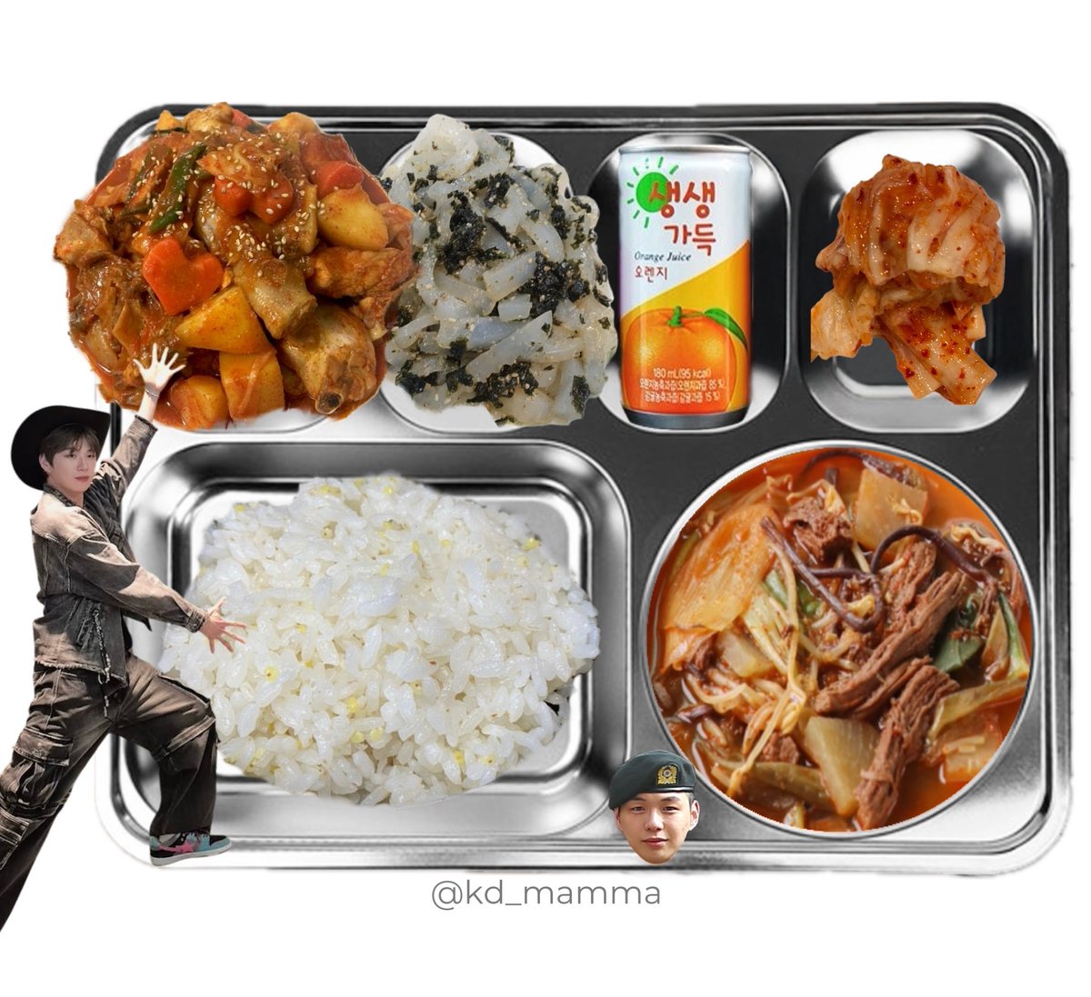 〔 2026년 4월 12일 중식 〕
밥
닭볶음탕
쇠고기육개장
청포묵무침
오렌지주스
배추김치
   ᑎ__ᑎ      ᐱ__ᐱ     ᕱ__ᕱ
   (˶.•o•˶)    ( .•ω• )    ( .•⤚• )
ଘ(ა       )    (ა✊🏻૮)｡   (      ٩)੭