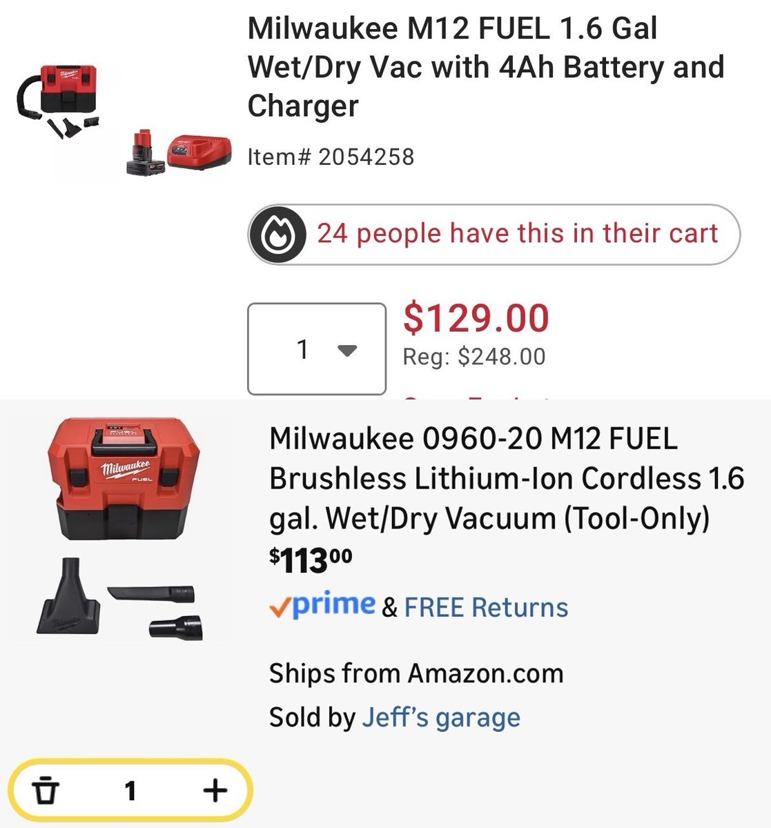 glitchaddicts's tweet image. $248 MILWAUKEE WET/DRY VAC COMBO FOR $129 

Over 48% off, Amazon has the tool only for almost the same price

Comes with free shipping, while supplies last

mavely.app.link/aVPRkbXIf2b #ad