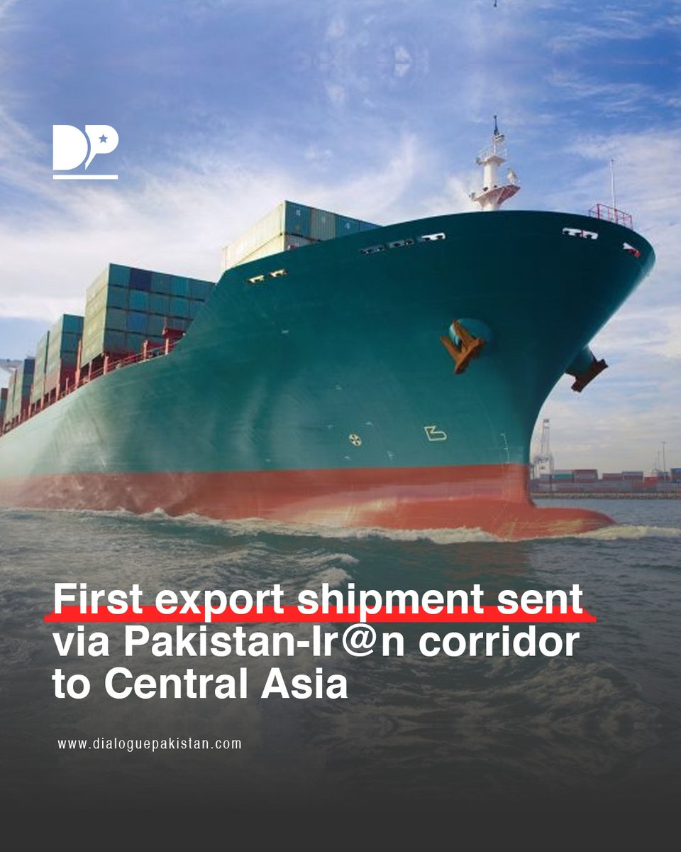 DialoguePak's tweet image. Pakistan has formally launched a new transit trade corridor through Iran, with the first export consignment departing from Karachi for Tashkent, customs officials confirmed on Friday.

#DialoguePakistan #First #Export #shipment #Pakistan_Iran #corridor