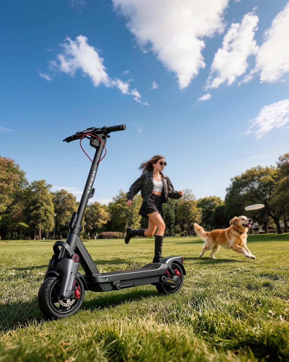 Segway's tweet image. eKickScooter rides, park time, and frisbee fun — the best adventures are the ones shared with your furry copilot.

Where are you and your pup riding today? 👇

#NationalPetDay #Segway #PetAdventure