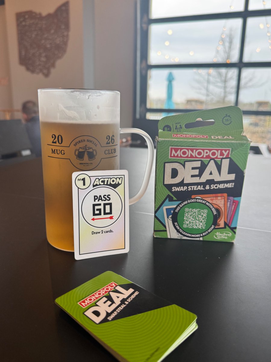 SpiresSocial's tweet image. Monopoly Deal: steal someone’s property, not their beer 🍺
•
•
•
#craftbrewery #beerinspires #cbusaletrail #hasbrogames #monopoly