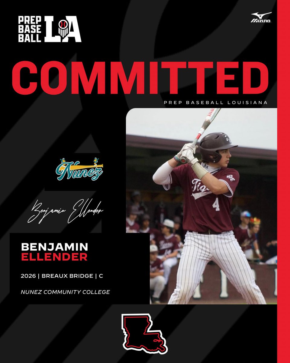PrepBaseballLA's tweet image. Congratulations to 2026 Benjamin Ellender (Breaux Bridge HS) on his commitment to Nunez Community College.

Ellender is the 4️⃣6️⃣th commit from the 2025 Senior Games. #BeSeen #LASeniorGames25

@AlexArmandPBR | @Tyler__Leary 

👤 prepbsbl.com/41ZDrki