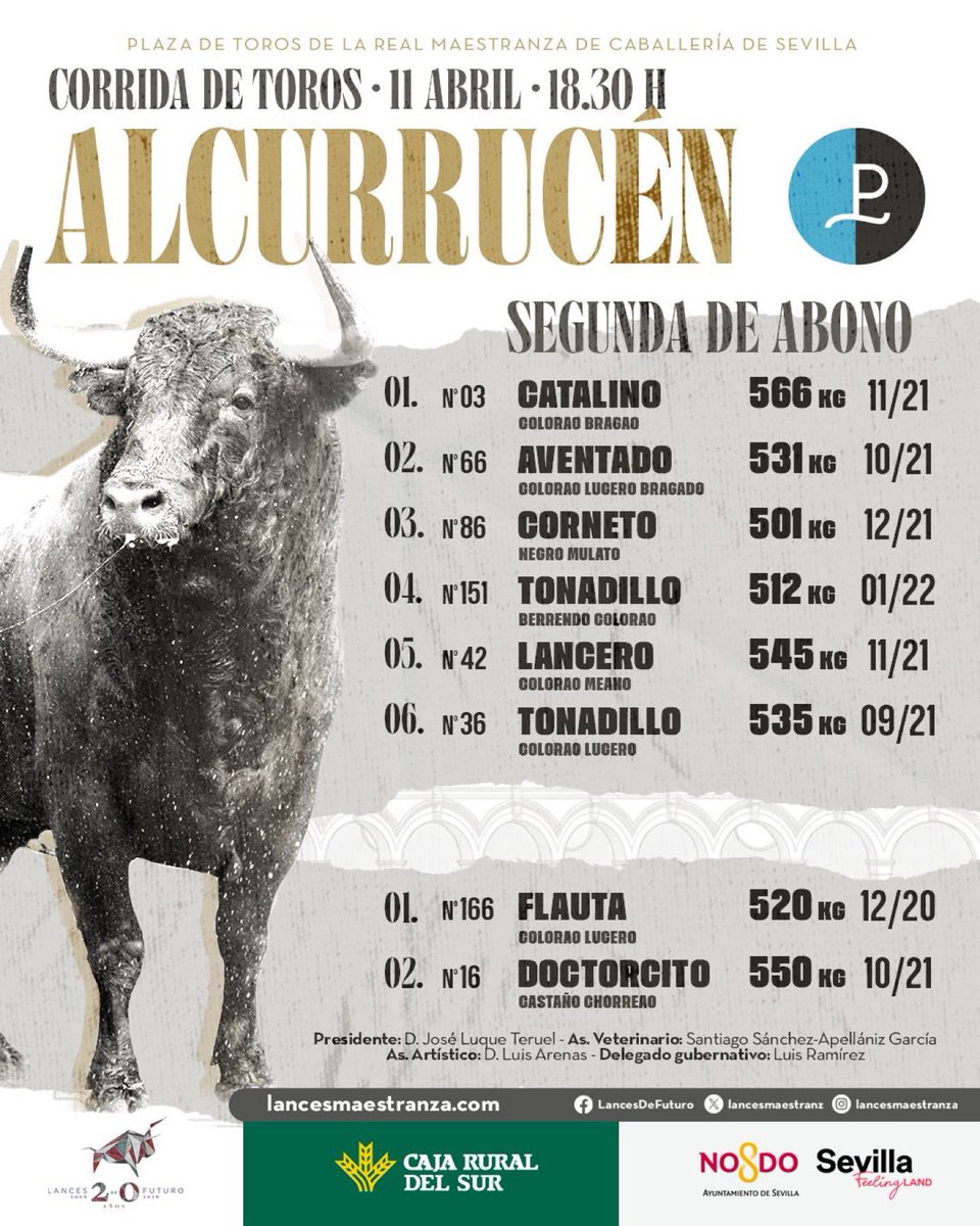 jemcito's tweet photo. Hoy en la Real Maestranza de Caballería de Sevilla, @PPMoral,  @infoLdGongora y @Fabiojmz_lpz. Toros 🐂 de Alcurrucen @isa_lozano5 @lozan13. Transmisión 📺 en vivo por @OneToroTV https://t.co/D3W1165qO9