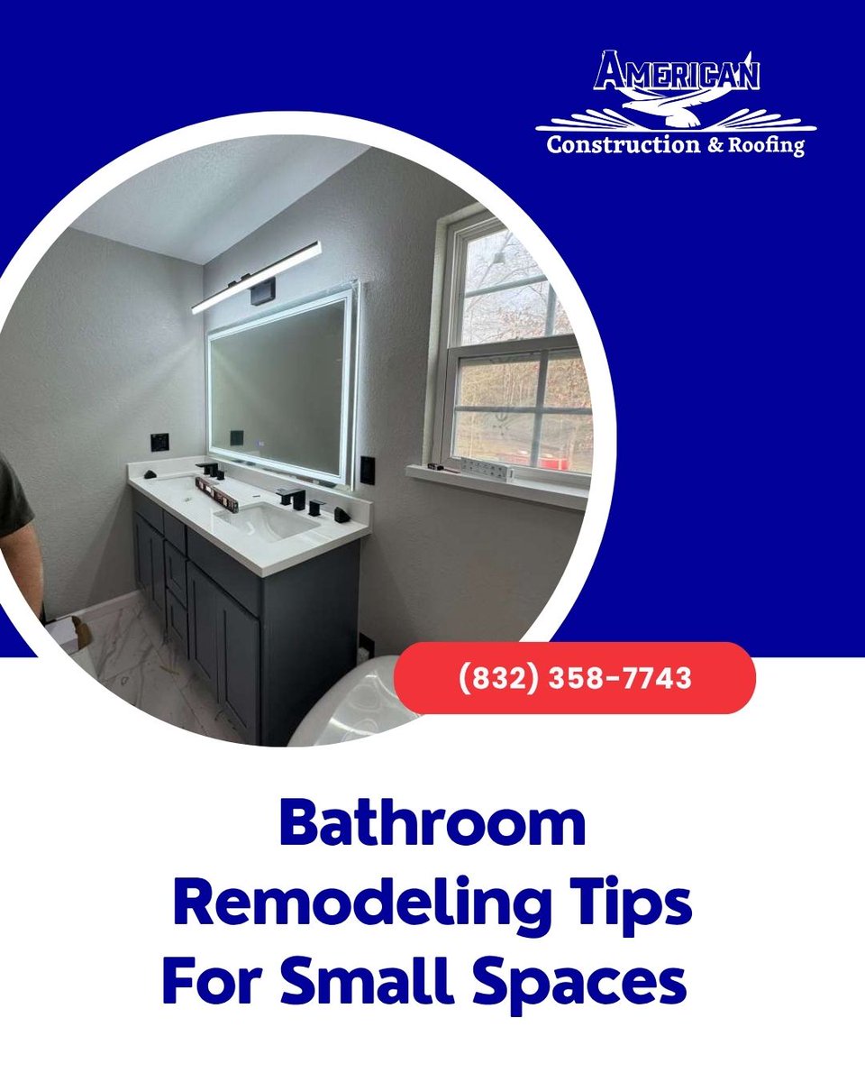 ConstrAndRoof's tweet image. Bathroom Remodeling Tips For Small Spaces 🛁
🧩 Use smart storage, light colors, and compact fixtures to maximize space and comfort in small bathrooms. 🪞
🌐 AmericanConstructionRoofingTX.net
📱(832) 358-7743. Mention you saw us online!

#BathroomRemodelHouston #SmallSpaces