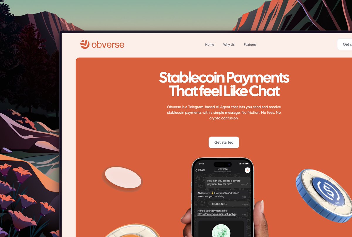 obverse_cc's tweet photo. Growing up in Lagos you learn fast, the payment rails are broken.

So we built Obverse. An AI agent that makes stablecoin payments feel like sending a text. Live on @monad_xyz, Base + Solana.

Brewing live at Monad Blitz Lagos 🔥
cc: @monad_dev 

https://t.co/H84jGhpWTr https://t.co/OW1RpQDYTl