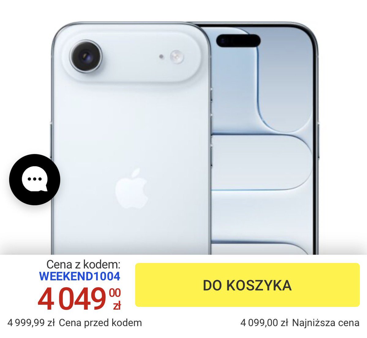 thinkstore_'s tweet image. ILE?😲 

iPhone Air z 512 GB za 4049 zł!

To o 2250 zł mniej od ceny oryginalnej!💥🤯

(6299 zł -&amp;gt; 4049 zł)

Piękna cena za ten świetny telefon!🔥🔥🔥

👉 track.performers.tech/SH5Q4