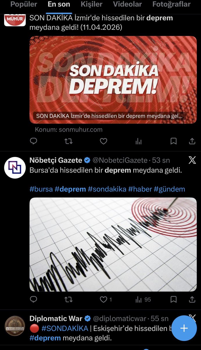 Bursa , İzmir, Eskişehir , Balıkesir , Kütahya hepimiz sallanmışız tüm iller aynı anda düştü önüme. Fenaydı hepimize  geçmiş olsun.