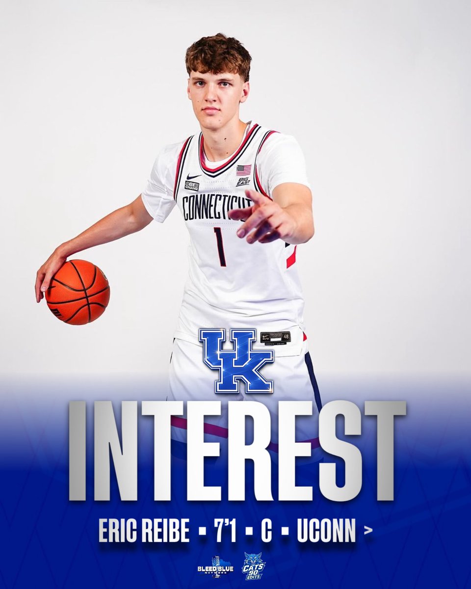 BigBlueDylan's tweet image. NEW: UConn Transfer C Eric Reibe has received early interest from Kentucky, per @JamieShaw5

Indiana, BYU also involved. the list is expected to grow.

The first Center we’ve seen Kentucky involved with so far.

• 5.9p
• 3.3r
• 0.7b
• 66/31/52

#BBN #KentuckyBasketball