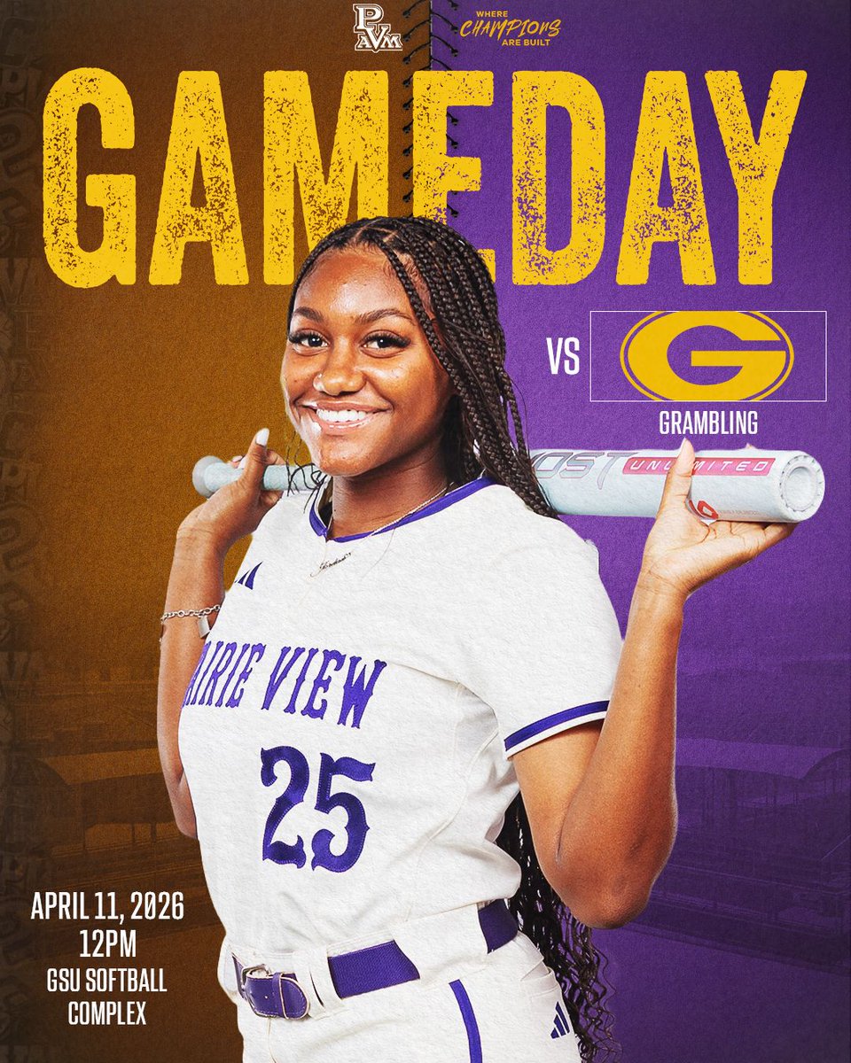 PVAMUPanthers's tweet image. PVAMUSB: SOFTBALL GAMEDAY 

Lady Panthers continue their weekend series on the road! 

📍 at Grambling State Lady Tigers
📍 GSU Softball Complex

🕛 First Pitch: 12:00 PM

Let’s keep it rolling! 🔥

#PVAMU #SWACsb #PantherPride