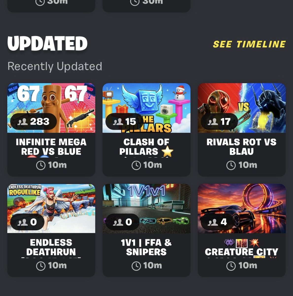 timurrrcreator's tweet photo. Fix the "Updated" Tab. I will not stop to post about it until its fixed. 

-Only 6 Maps on it right now
-Only few creators can get on this tab since Months,and other Maps have no chance

Thanks!

@TimSweeneyEpic @Flak @FNCreate https://t.co/prJOkbrfWQ
