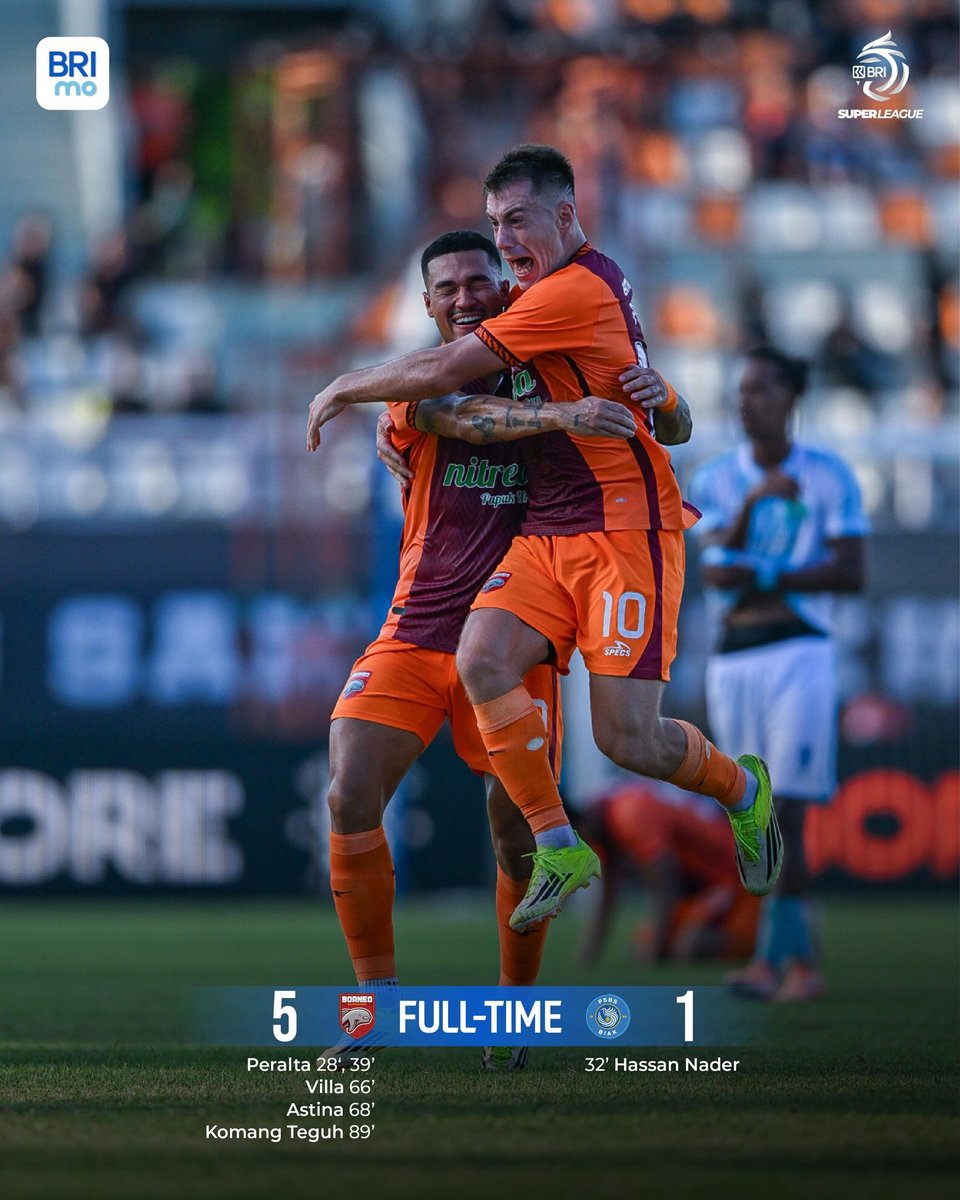 Liga1Match's tweet photo. PSBS Biak sempat menyamakan kedudukan, namun Borneo FC menyetak 4 gol balasan.

#BRISuperLeague #BRImo #BRIKPR https://t.co/JmGvkLt7su