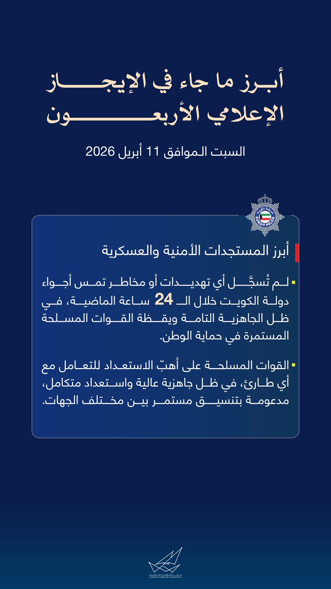 أبرز ما جاء في الإيجاز الإعلامي الأربعون 

#CGCKuwait