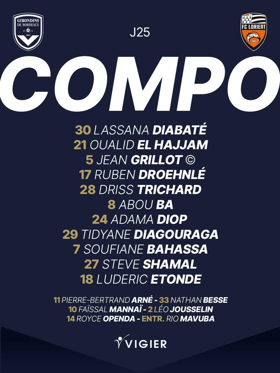 girondins's tweet image. Le 1️⃣1️⃣ de départ choisi par Rio Mavuba pour sa première au @StadeAtlantique 🫡

#FCGBFCL
