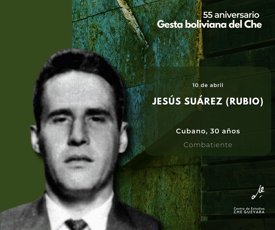Hoy en el <a href="/MinagCuba/">Ministerio de la Agricultura de Cuba</a>. Recordamos a Jesús Suárez Gayol,el Rubio , integrante de la guerrilla internacionalista del Che en Bolivia,que con solo 30 años ofrendo su vida,cumpliendo el sagrado principio del internacionalismo proletario
#CubaViveEnSuHistoría