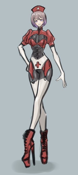 新刊用にザクッとラバーナースのデザインを
千尋のはこんなもんかな?
あとは詩乃さんだ。 