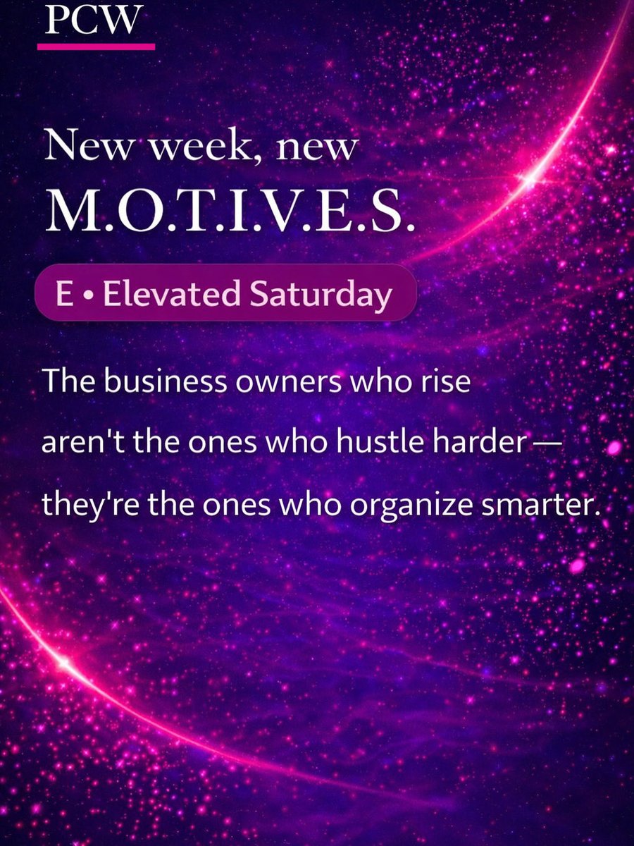 yvettekelley7's tweet image. Hustle is loud, but organization is power. ⚡️ Don't just work harder—organize smarter.
Want to know what the M.O.T.I.V.E.S. acronym stands for? Check our FB, Insta, or LI pages for the full breakdown! 🔍
#SmartWork #BusinessTips #PCW #Organization