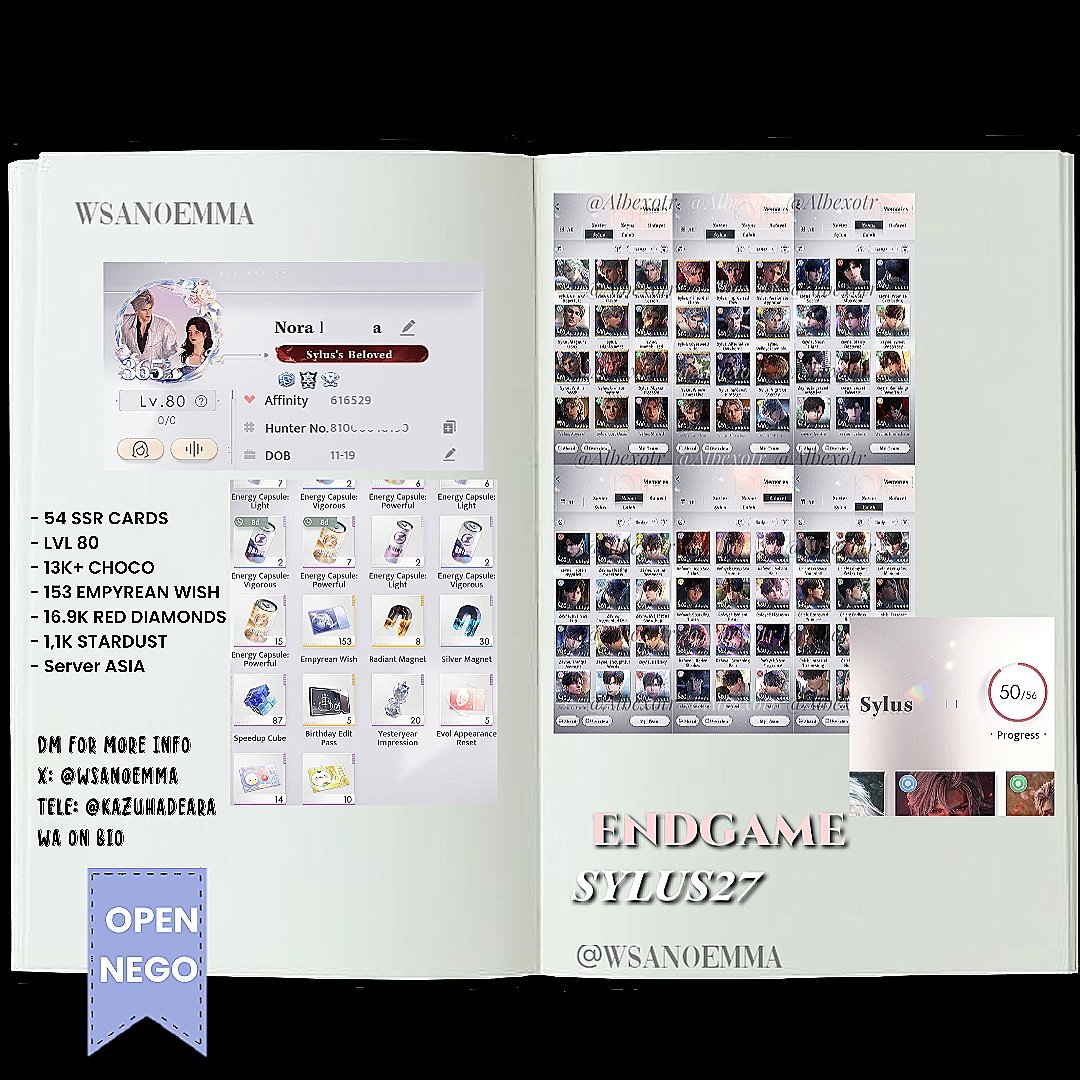 wSanoemma's tweet photo. #WTS / End game Lads ACC / Sylus Focused
54 SSR CARDS
🌟 LT R0 (2/2)- AB R1 (2/2)
🍐 FS R2-R1 (2/2)
🐦‍⬛ CA R3 (2/2), AS R1 (2/2), CR R1-R3 (2/2)
🍎 FA R3-RO (2/2)
16.9K DIAS
153 EMPYREAN WISH
300 LUNAR EMBLEM
CODE: SYLUS27
PRICE DM | NEGO✅ https://t.co/SVB9SWfcDc