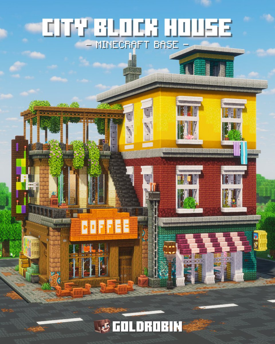 xGoldrobin's tweet image. I built another City Block House in Minecraft! 🏙️ #minecraft #minecraftbuilds #minecraft建築コミュ