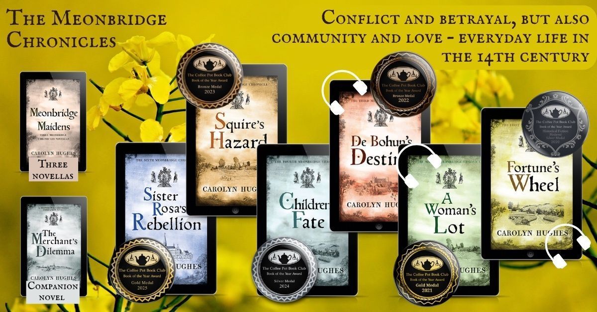 writingcalliope's tweet image. “Stunning evocative writing … a time-portal into the 14th Century” @thebookmagnet 

THE MEONBRIDGE CHRONICLES 
Award-winning #medieval #histfic
#Kindle #KU #Paperback 

mybook.to/MhkUql