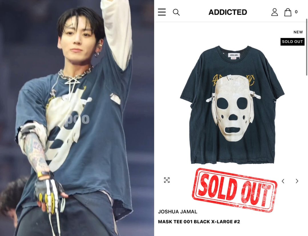 The T-shirt Jungkook wore at today's BTS concert by Joshua Jamal