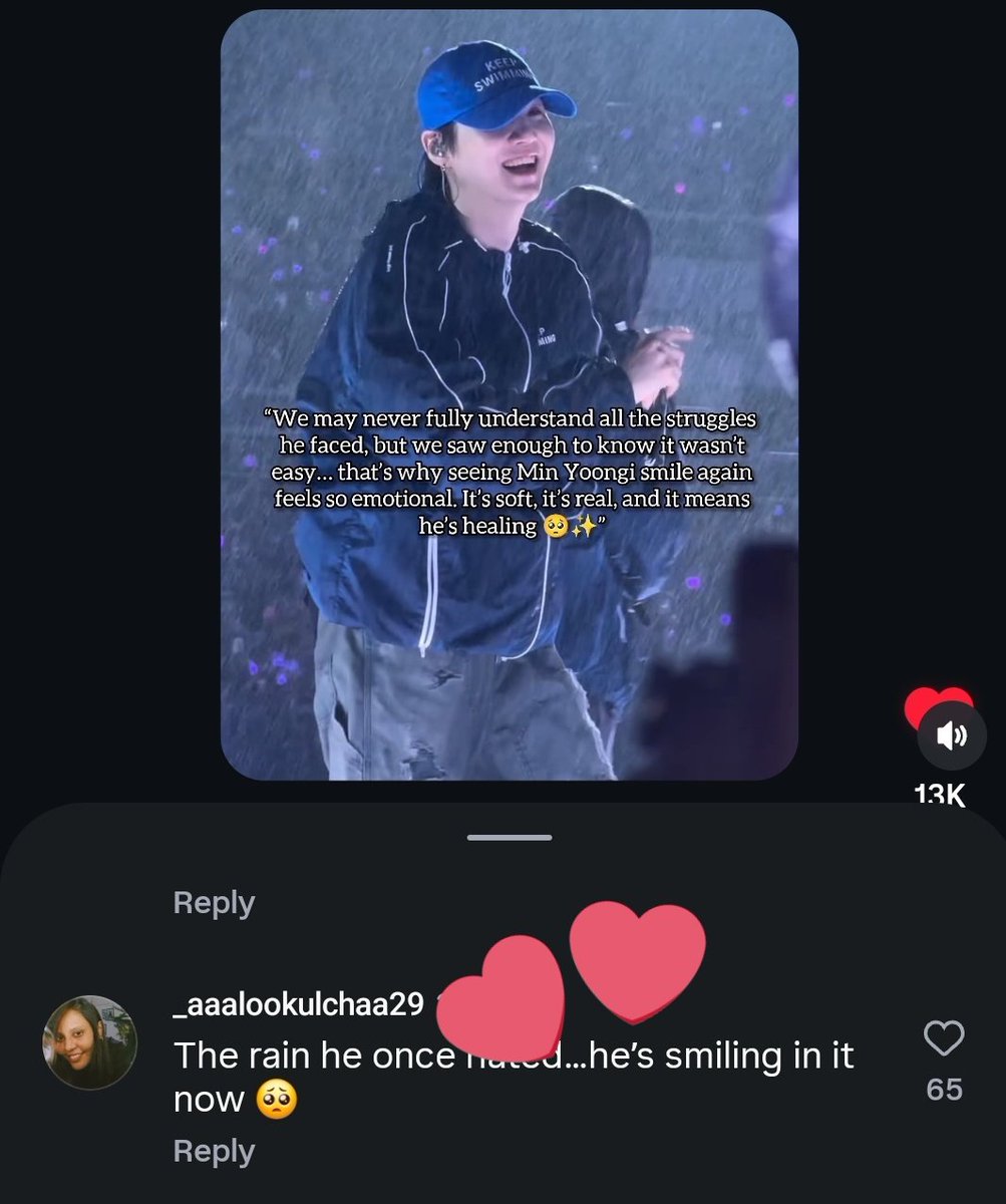 OneYoong1vers's tweet photo. This DESTROYED ME.
Rain in the agust d universe has been a marker of pain in YG's life and in Amygdala the MV. The D-Day concerts would start with a light mist effect (you feel it on your skin). To now the rain blesses the first grp con. Pain cycle, broken. https://t.co/qfm6k1s2Me