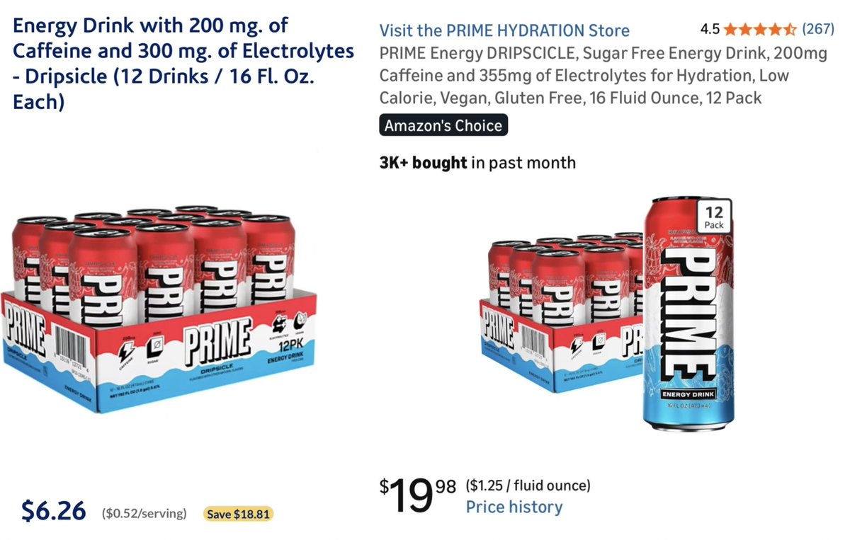 GlitchedDeals's tweet image. PRIME ENERGY DRINKS FOR 50¢

12 pack Prime drinks are now only $6 at Vitamin Shoppe

Amazon is selling the same drinks for $20

Free shipping on orders $35+

mavely.app.link/Ysl52uGLf2b #ad