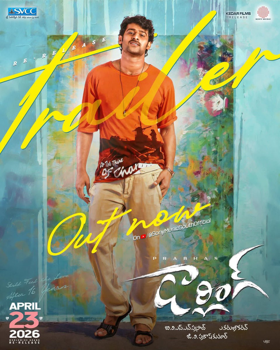 A love that never faded… moments that never left 💖✨

#Darling Re-Release Trailer Out Now on Sony Music South 

▶️ youtu.be/ndIlwPeOHNs

#Darling4K Re-Release on April 23, 2026 🎬

#Prabhas #KajalAggarwal 
#GVPrakashKumar #Karunakaran
#SonyMusic #Darling4K #DarlingReRelease