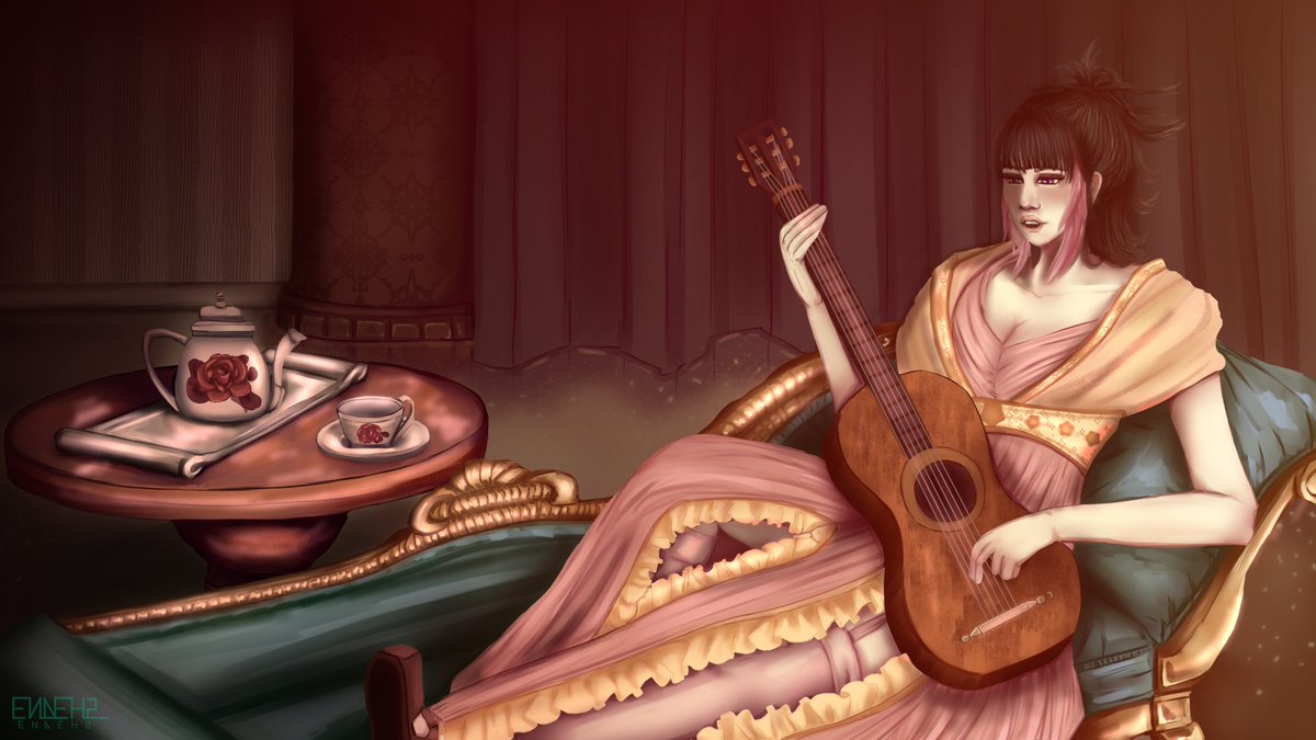 Termine luego de 16hs de trabajo!
webtoons.com/es/canvas/half… El pj se llama "Momo" es una guitarrista. Así que por querér hacer algo diferente, opte por cituarlo en la época Victoriana y adecuarlo a ello.  #fanart #digitalart #art