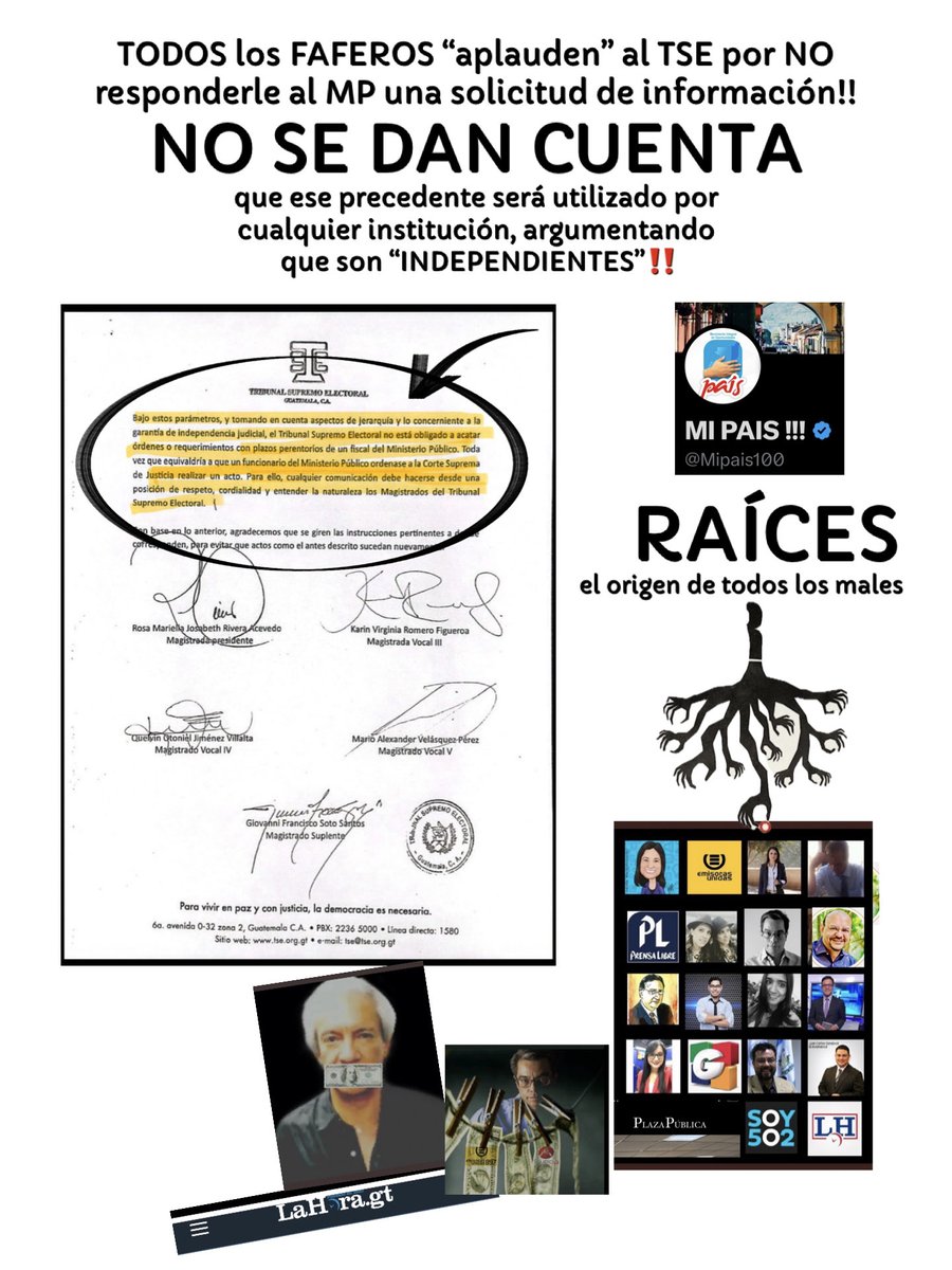 DESPUÉS …CHILLAN 
como maricas‼️

Los FAFEROS encabezados 
por Emisoras VENDIDAS, 
FAFA-Libre, la famiMAFIA 
de los Marroquín de La Hora,
los de Tan@comprados y los
“influencer’s” del CARADURA
están aplaudiendo que el TSE 
dice que es “independiente” y
por lo tanto NO tiene