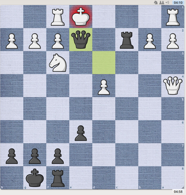 No solo hay que compartir los malos momentos, como cuando nos dejamos una pieza. Las grandes victorias también hay que compartirlas.
Hoy gané a uno que me sacaba +5 puntos en la partida, +400 de ELO y jugando de negras.

#chess #ajedrez