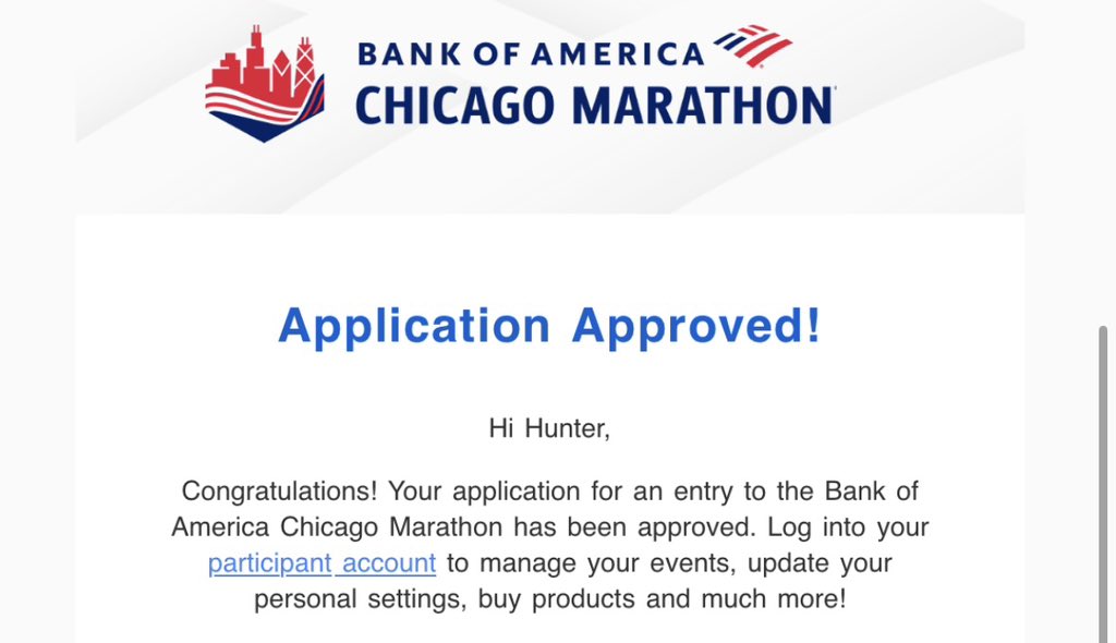 PollackHunter's tweet photo. Accepted into the Chicago Marathon this October. My first Abbott Major. Posting this to hold myself accountable for the next 5 months of training, so if I slack off, I can come back to this and be embarrassed. https://t.co/pOmyMggVh8