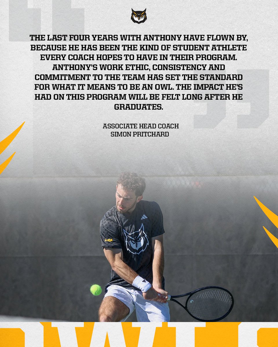 KSUOwlsMTN's tweet photo. Today, we honor departing senior Anthony Weingarten. 

Thank you, Anthony! 💛🫡 https://t.co/15a5YuSZBw