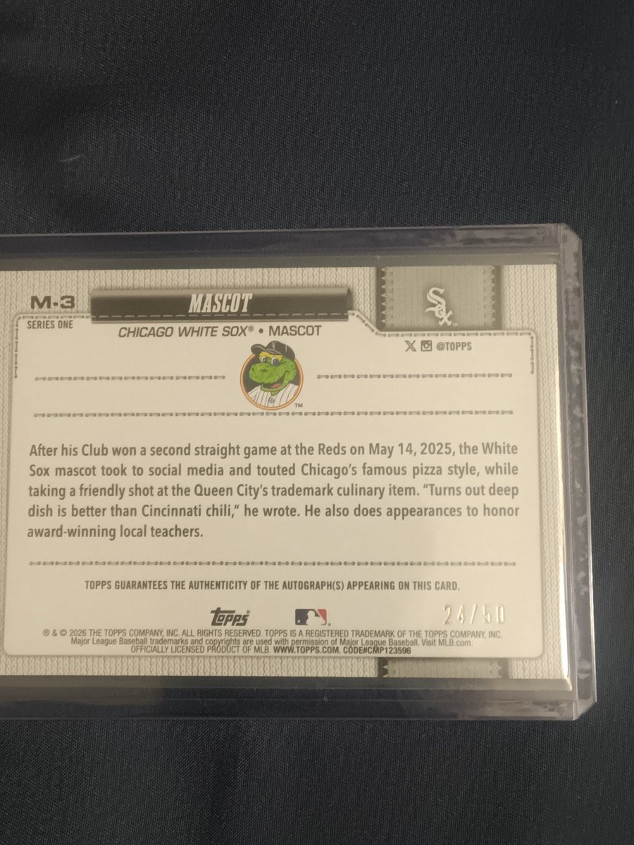 RyanFodo's tweet photo. @RSJRsteel Chicago white Sox mascot auto /50
$100 https://t.co/iuXkbWXeKG