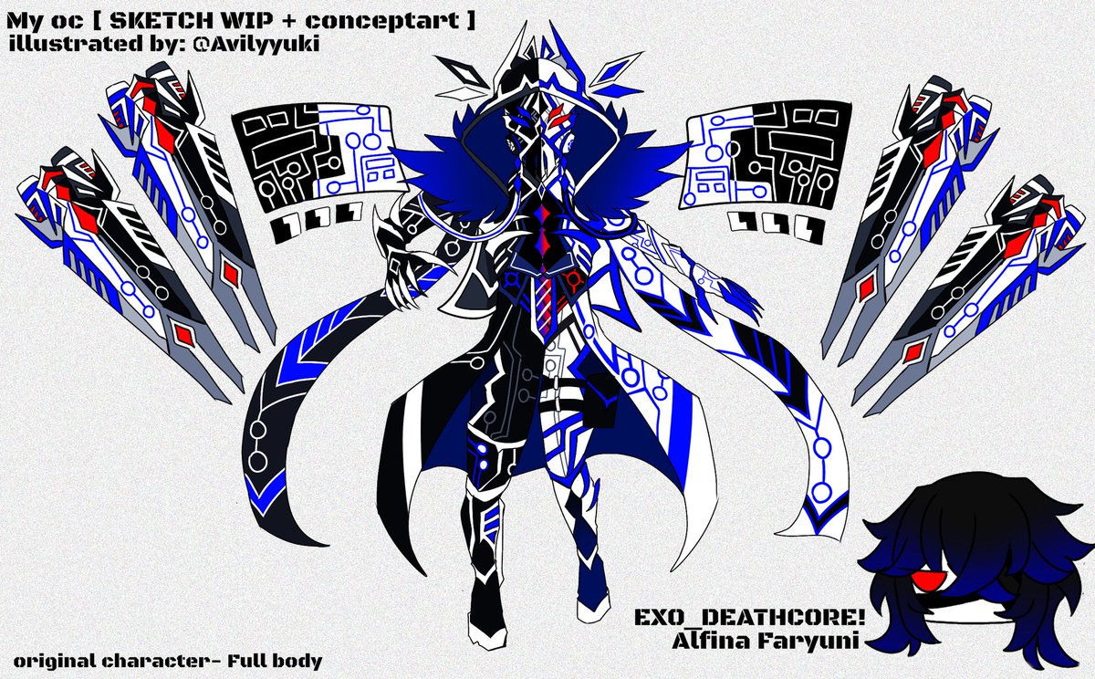 yuki_avily's tweet photo. Full concept art ( My oc - EXO DEATHCORE! or known as ' Aldine Faryuni )
Don't asking me,I have a lot of ocs with different names and designs πΏβ¨
#Neixilnvl7 #NEIXILNVL7 #ocart #Theteammates #PNG #fullbody #fullconcepart #wip #sketch https://t.co/qktjJOtBrn