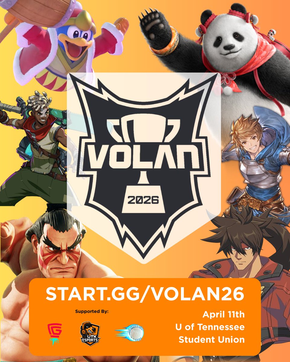 ScruffyCityFgc's tweet image. At VOLAN and READY TO ROCK!
Come on out and join us and @utkesports at UTK or online via Scruffy City FGC stream today🍊🕹
Check out the parking, stream, AND bracket info down below!
#VOLAN #ScruffyCityFGC #Knoxville