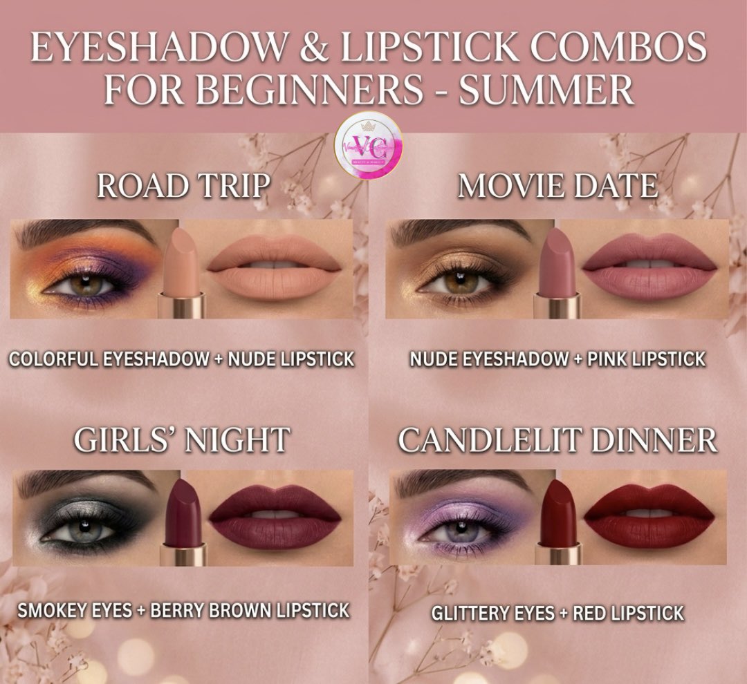 vandelchristen's tweet image. Stop guessing which lipstick matches your eyeshadow! 💄✨ Here are 4 foolproof combos for every summer vibe. Which one are you wearing first? 

#summermakeup #makeuptips #makeuphacks #beautytutorial #lipstickcombo