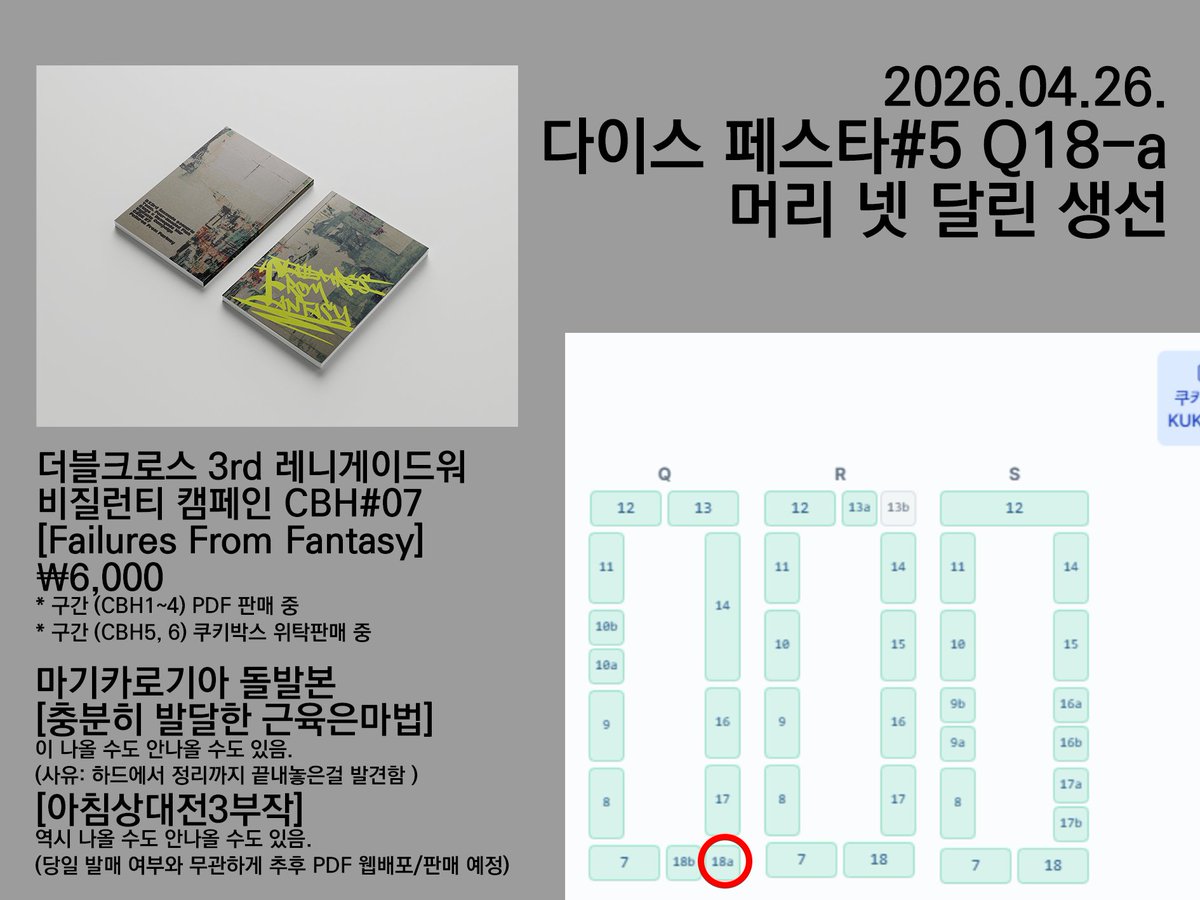 Team_Fourheaded's tweet photo. 2025.04.26 다이스페스타#5 Q18-a
[머리 넷 달린 생선] 인포

선입금 4/12 오늘까지입니다.

더블크로스 3rd 레니게이드워
비질런티 캠페인
CBH#07 Failures From Fantasy (₩ 6,000)
인포: https://t.co/mIgxtogG6p https://t.co/fBWIYsdTzO