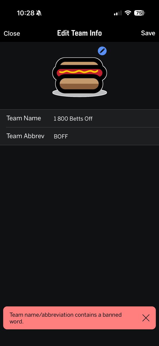 adamJPEGs's tweet photo. I guess anything that doesn’t promote gambling is banned. . . @espn @ESPNFantasy 

Weak. https://t.co/M9opEhInMQ