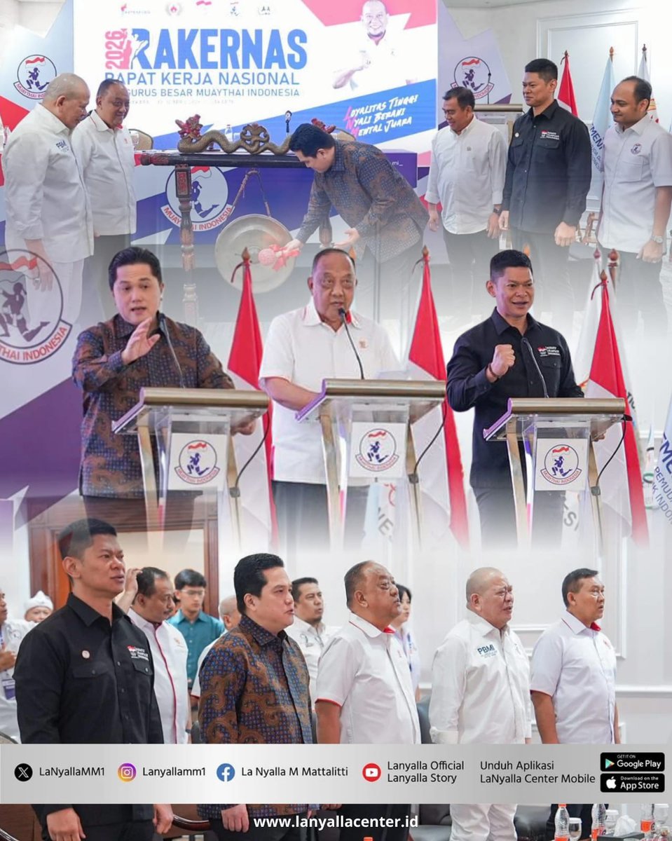 LaNyallaMM1's tweet image. Rakernas Muaythai Indonesia 2026, Menpora Apresiasi Kepemimpinan LaNyalla dan Dorong Prestasi serta Industri Olahraga. 

@erickthohir 

#lanyalla #muaythai