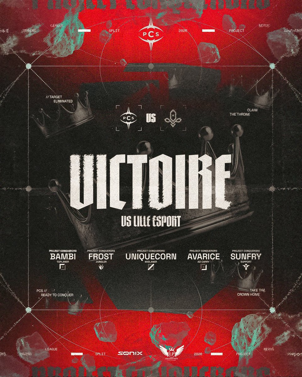 PCSDIV2's tweet photo. 🔴Victoire assuré contre Lilles Esport après une entame de match compliqué !

Rendez-vous demain 14h contre KCBS pour la 2-0 week !

#PCSWIN ❤️🖤 #Legendpath https://t.co/xOE5io9jJ2