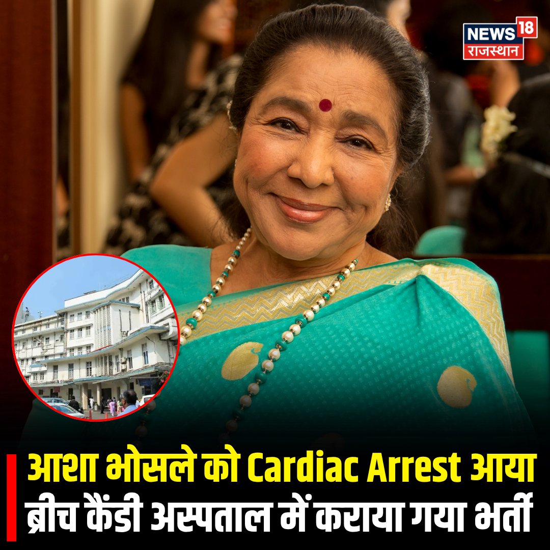 News18Rajasthan's tweet image. Breaking News : आशा भोसले को Cardiac Arrest आया, ब्रीच कैंडी अस्पताल में कराया गया भर्ती 

#BreakingNews #ashabhosle #TopNews #RajasthanNews #News18Rajasthan #mumbai #ashabhoslenews