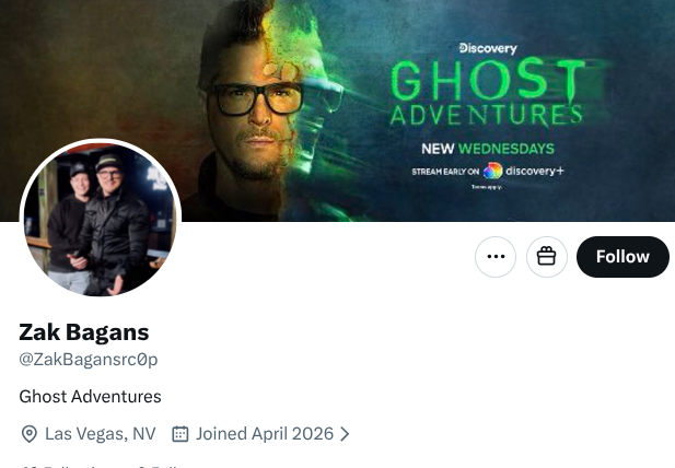 the Zak bagans anti scam page tweet media