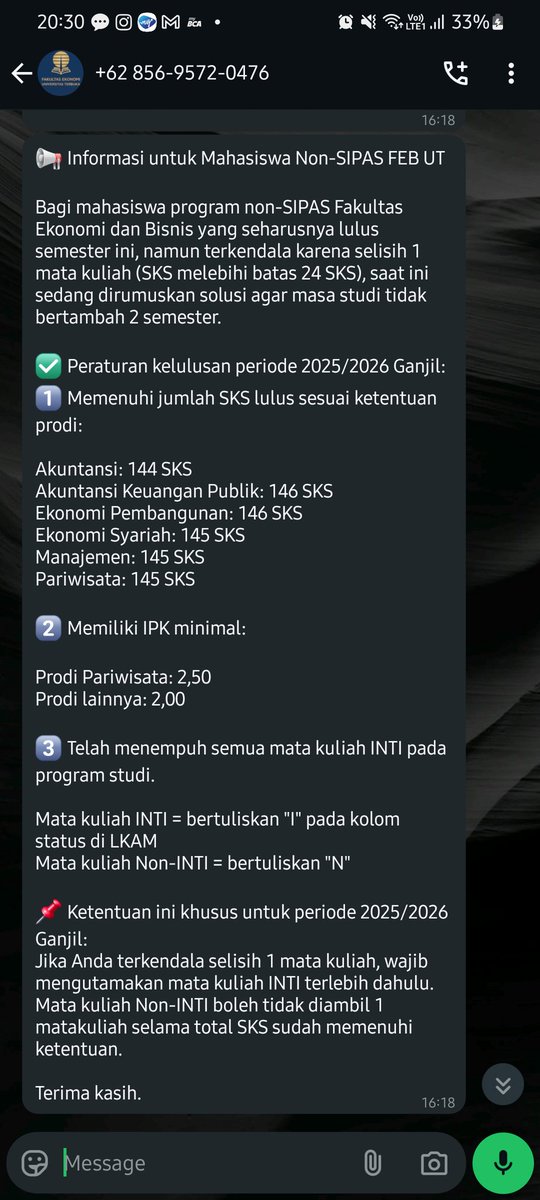 abcdefyak's tweet photo. @utfess Dulu sebelum aku regis semester terakhir aku tanya terkait dampak kurba ke aku. Trus respon mereka seperti ini. Kemudian aku validasi ulang lagi setelah ujian kemaren. Dan hasilnya sekarang kejaring yudisium. Semoga bisa bantu menjawab. https://t.co/mJa6R4vMAz
