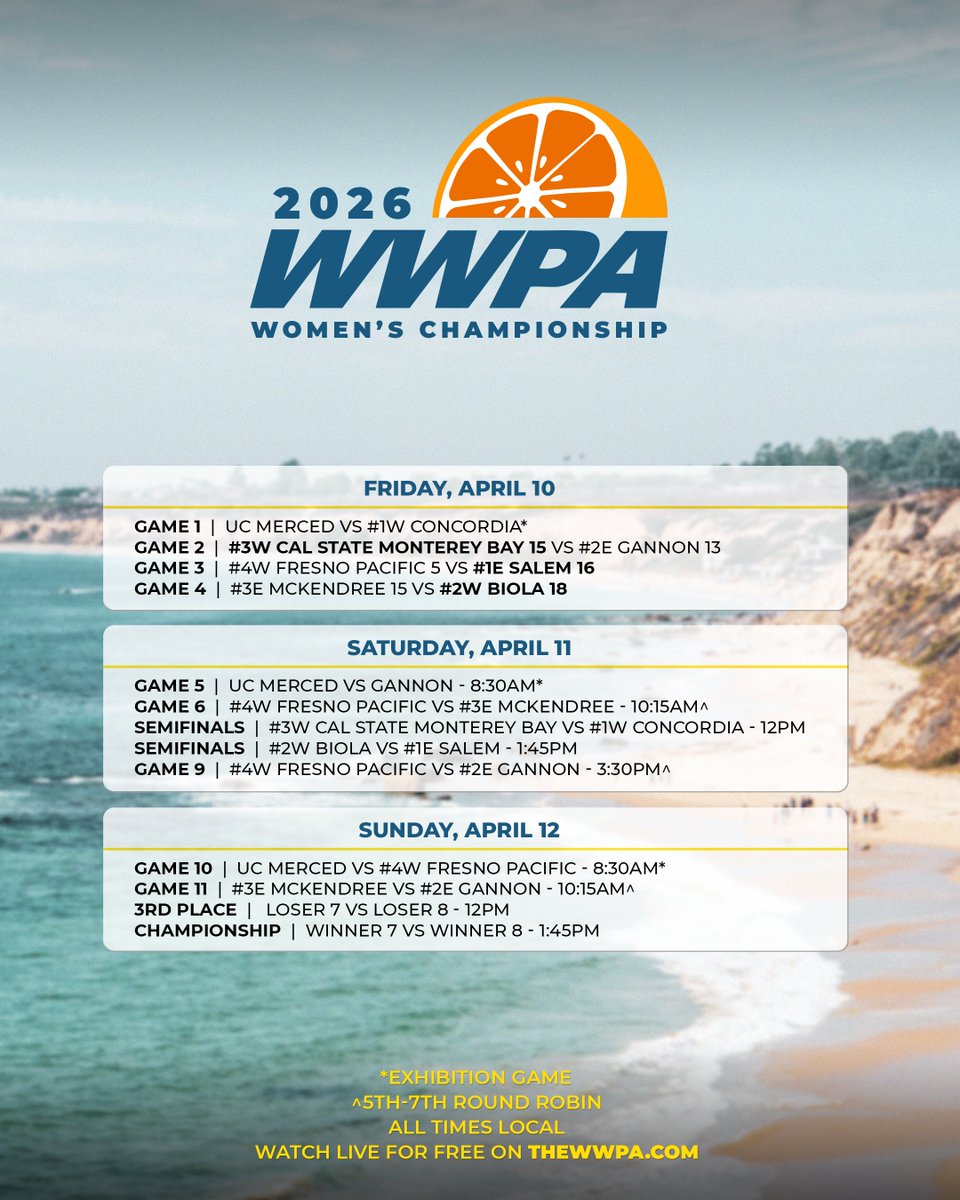 TheWWPA's tweet photo. 2026 #WWPA Championship 
Semifinal Saturday

Watch &amp; follow live for 🆓: 
https://t.co/J8WULeNXU0
#ncaawaterpolo https://t.co/8lefBabejm