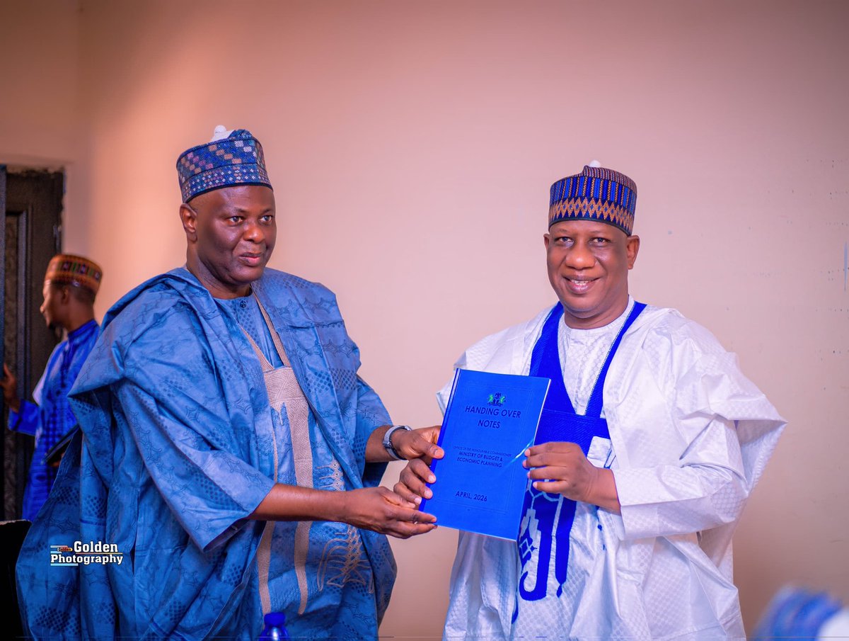 baka_ruth's tweet photo. Handover at the Budget and Economic Planning Gombe State, 10th April 2026: The Hon. Commissioner for Budget and Econ. Planning, Alh. Salihu Baba Alkali (Katukan Nafada),  formally handed over the affairs of the Ministry to the Permanent Secretary, J.I.Ali,mni.@Gombe_BPoffice https://t.co/S7G4Toej51