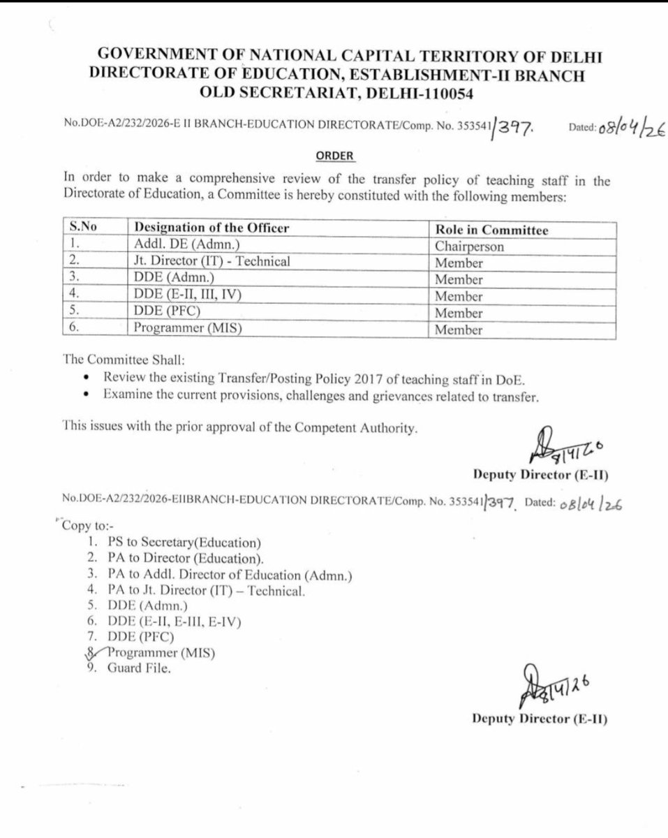 शिक्षा निदेशालय (दिल्ली सरकार) द्वारा अगर इस कमेटी में शिक्षक प्रतिनिधियों को भी ले लिया जाता तो शायद ज्यादा उचित रहता.मामला शिक्षकों से संबंधित और शिक्षक प्रतिनिधि ही दूर.
<a href="/Dir_Education/">DIRECTORATE OF EDUCATION Delhi</a> <a href="/ashishsood_bjp/">Ashish Sood</a> <a href="/CMODelhi/">CMO Delhi</a> <a href="/LtGovDelhi/">LG Delhi</a> <a href="/LokNiwasDelhi/">Lok Niwas Delhi 🇮🇳</a> <a href="/HMOIndia/">गृहमंत्री कार्यालय, HMO India</a> <a href="/PMOIndia/">PMO India</a> <a href="/rashtrapatibhvn/">President of India</a>