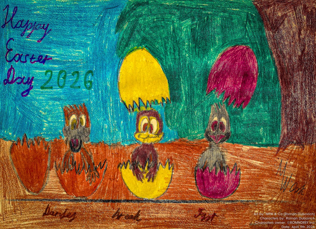 MichaelWol22223's tweet photo. Happy belated Easter Day to everyone!
How do you like the bird trio of Daniel The Duck, Blackbird Break and Finch Bird Flor as little chicks?:)
#art #draw #easterday #birds #chicks #duck #blackbird #zebrafinch #babyanimals https://t.co/XvAQUxrHD8